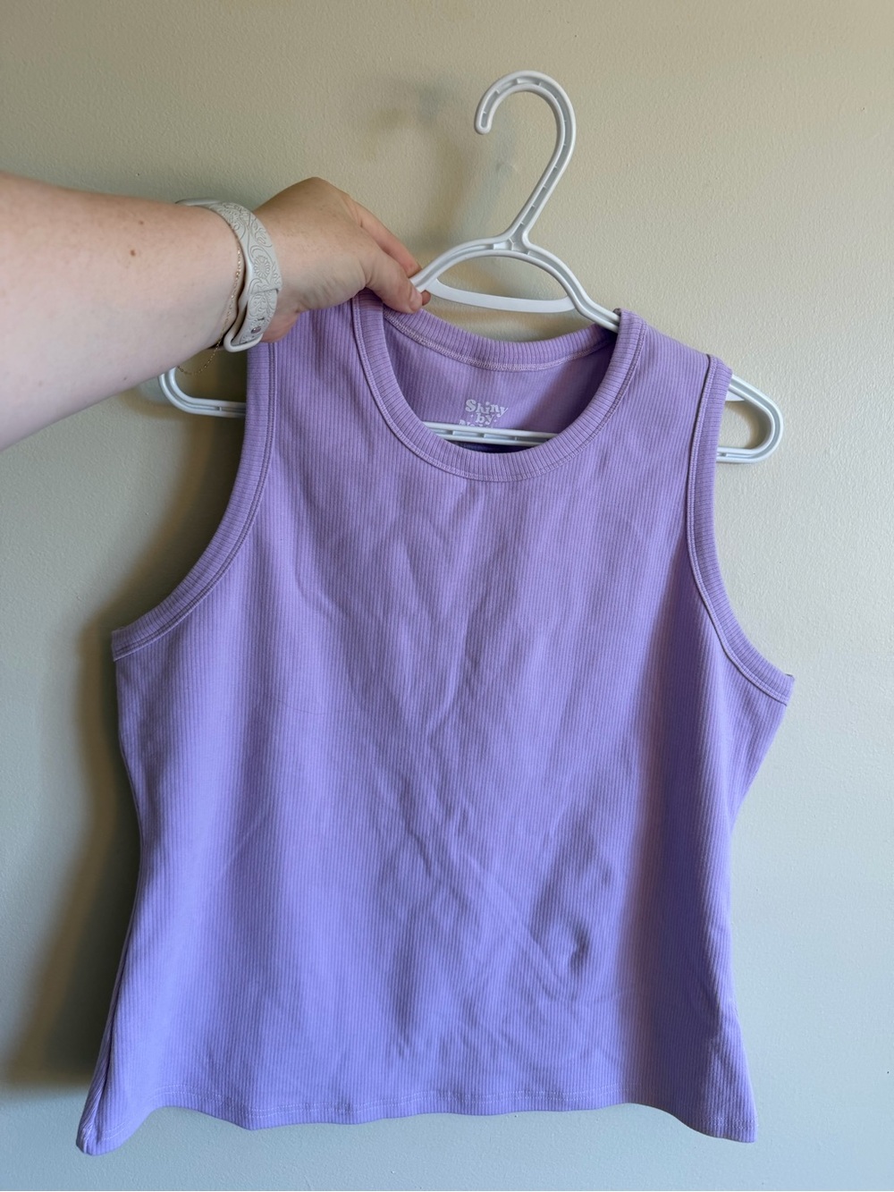 Lilac Ribbed Tank Top - Sleeveless Crewneck